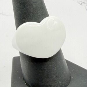 White Heart Acrylic Ring Size 7.75 Bold Statement Rings Y2K Style